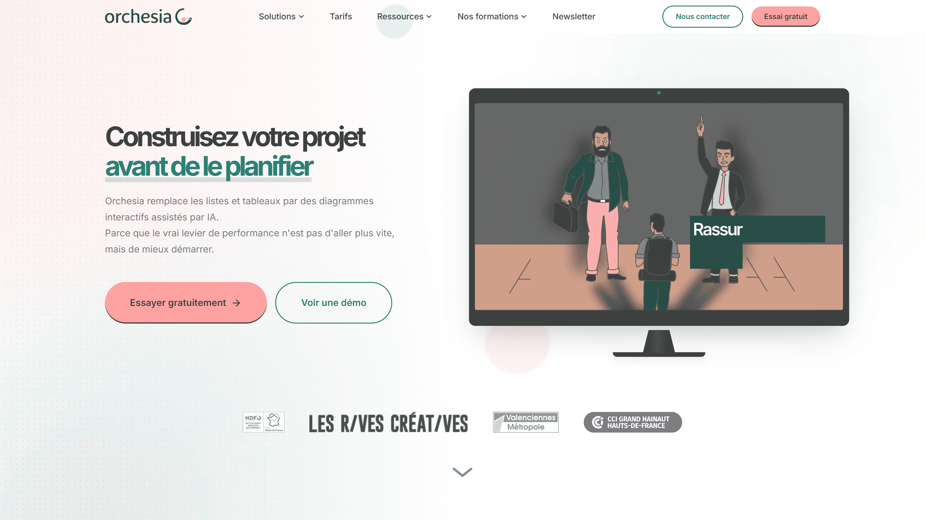 Aperçu d'Orchesia : site vitrine et app métier